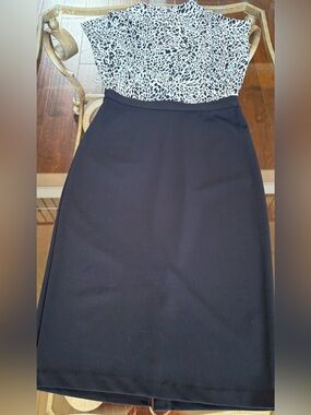 Express Black Pencil Skirt with Contrast Printed Waist Panel